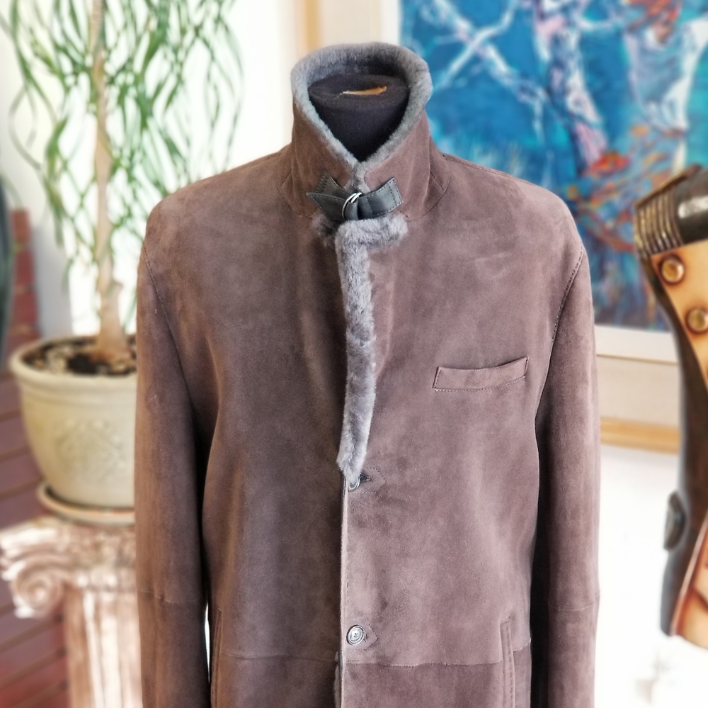 Sinclair Men's Shearling Jacket Made In Italy - Picture 4 of 9